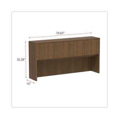 Modern Walnut Woodgrain Laminate Hutch with Doors