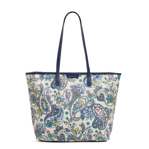 Leather-trimmed paisley-print coated-canvas shoulder bag