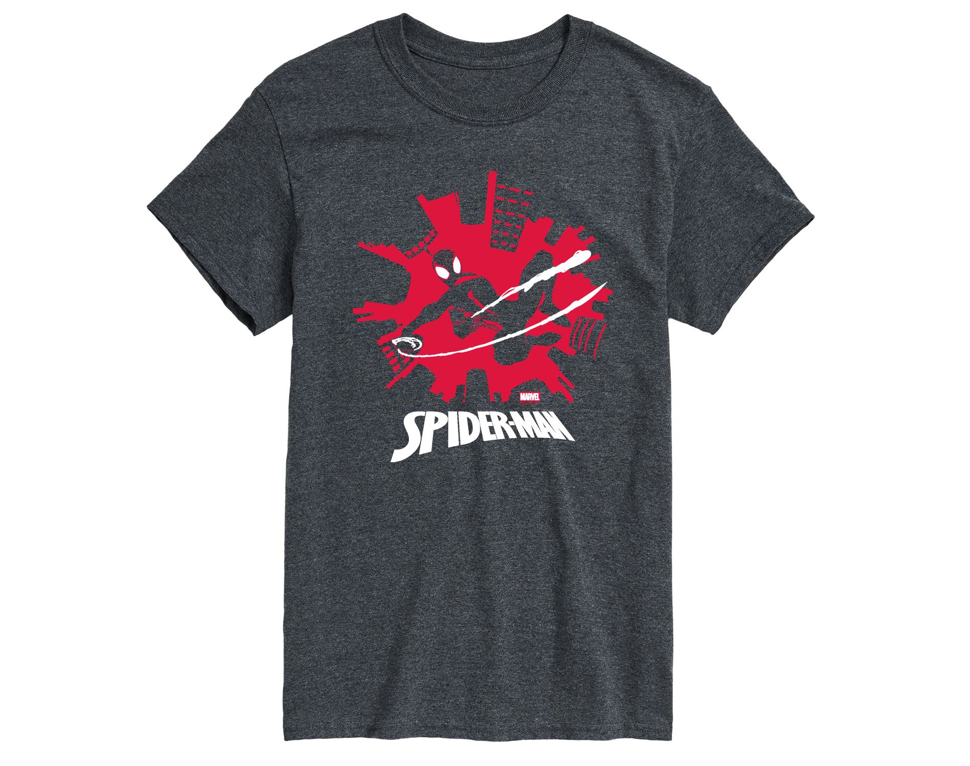 Men's Marvel Spider-Man Miles Skyline Short Sleeve Graphic T-Shirt - Heather Charcoal - 6X Big and Tall