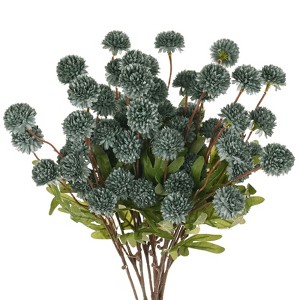 Unique Bargains 5-Heads Artificial Chrysanthemum Ball Flowers Silk Bouquets Real Touch 20 Inch - 1 of 4