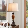 Kathy Ireland Mulholland Traditional Table Lamp 30" Tall Aged Bronze Golden Marbleized with Dimmer Off White Bell Shade for Bedroom Living Room Office - 2 of 4