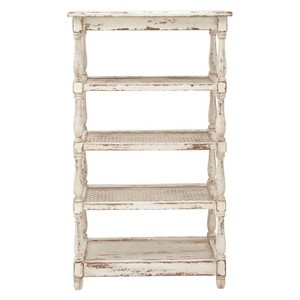 55" Metal and Wood 5 Tiered Wall Shelf White - Olivia & May: Indoor Rustic Farmhouse Display, 30 lbs Shelf Capacity - 1 of 4