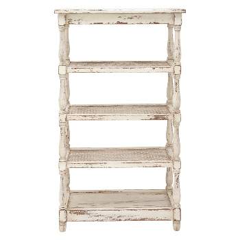 55" Metal and Wood 5 Tiered Wall Shelf White - Olivia & May