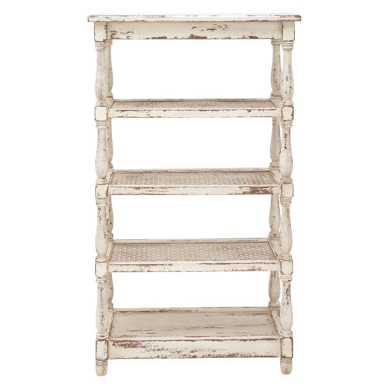 55" Metal and Wood 5 Tiered Wall Shelf White - Olivia & May, 1 of 18
