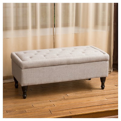 Logan Plush Grey Fabric Tufted Storage Ottoman