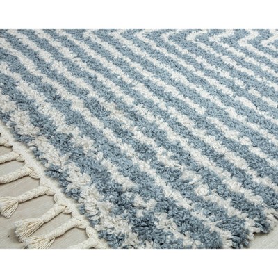 Braided Diamond Shag 8' x 10' Blue Synthetic Area Rug