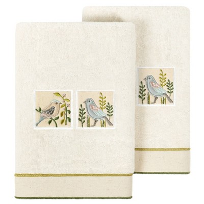 Linen Kitchen Towels Small Birds (set of 2) - LINOROOM 100% LINEN