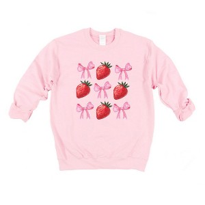 Simply Sage Market Women's Graphic Sweatshirt Strawberry Coquette Bow Chart - 1 of 3
