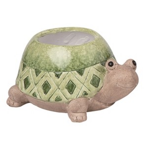 Transpac Terracotta 7.25" Green Spring Turtle Garden Critter Planter - 1 of 2