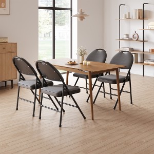 CuisinSmart Folding Chairs Set, Linen Padded Fabric Seats with Heavy Duty Metal Frame & Non-Slip Feet Pads, Easy Store Back Rest Folding Chair - 1 of 4