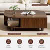Skyzoo Wood Coffee Table with Storage & Fluted Sliding Doors for Living room, Unique Leaf-Shaped Design - 3 of 4