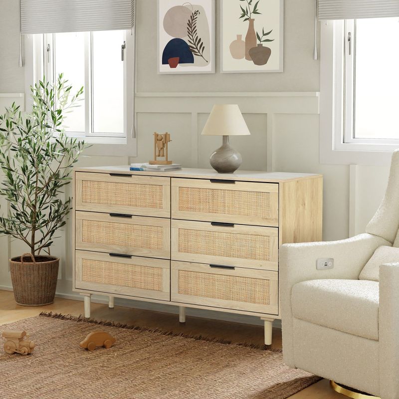 LuxenHome Light Oak Manufactured Wood 6-Drawer Bedroom Dresser Brown, 2 of 9