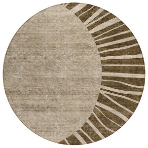 Brown Taupe And Beige Abstract Washable Indoor Outdoor Area Rug - 1 of 4