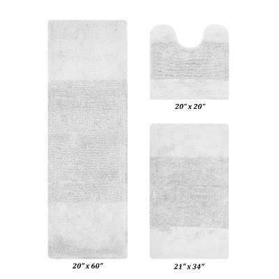 Granada 3 Piece Bath Rug Set 100% Premium Cotton Tufted Non-Slip Backing Bathmats for Bathroom, Super Soft Absorbent, Machine Washable
