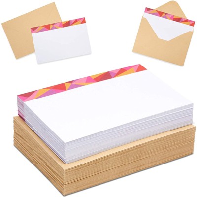 Pipilo Press 72 Pack Blank Note Greeting Cards with Kraft Envelopes, Geometric Design (4 x 6 Inches)