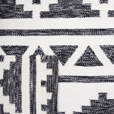 Handmade Black Geometric Synthetic Square Area Rug, 6'x6'