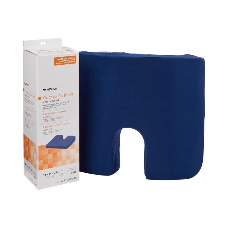 McKesson Foam Coccyx Seat Cushion, Blue, 1 of 4