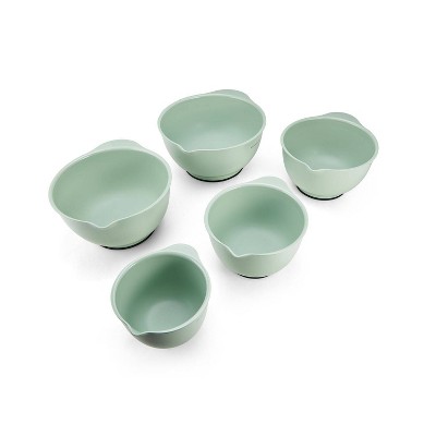 KitchenAid Set of 5 Mixing Bowls Pistachio: Plastic Nesting Bowls, Easy-Pour Spout, Dishwasher-Safe, 1.5-5.5 qt. Sizes