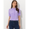 Allegra K Women's Work Office Half Placket Ruffled Puff Sleeve Blouse - 3 of 4