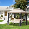 Resenkos 3-Seat Swing Set, Outdoor Gazebo With Double Canopy, Mesh Walls, Comfortable Seat & Pillows, Beige - 3 of 4