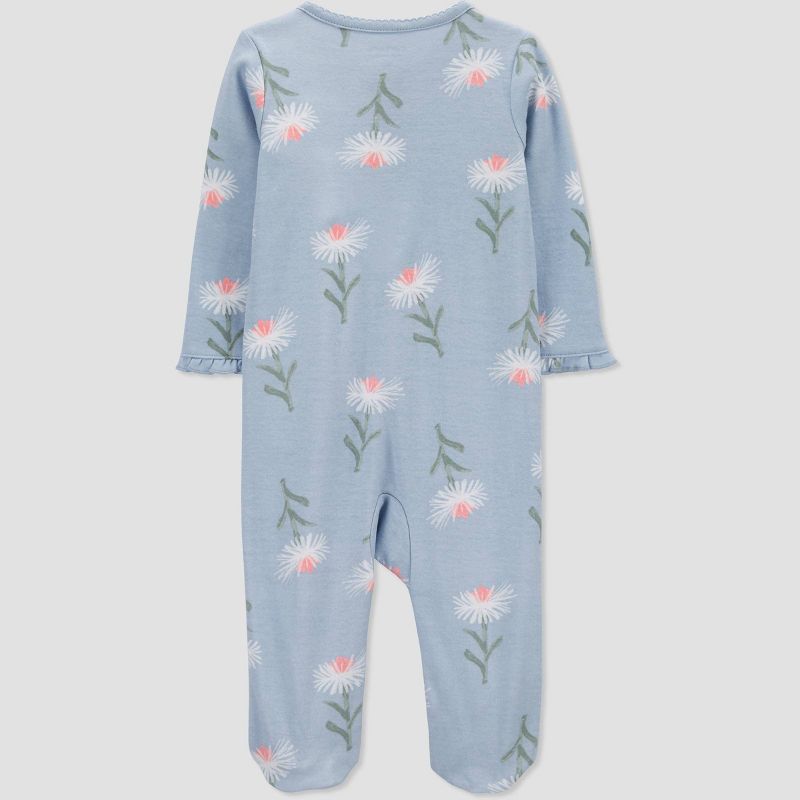 Carter's Just One You® Baby Girls' Floral Footed Pajama - Blue/White, 3 of 8