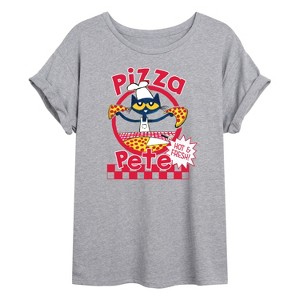 Women's - Pete the Cat - Papa Petes Pizza Oversized Graphic T-Shirt - 1 of 4