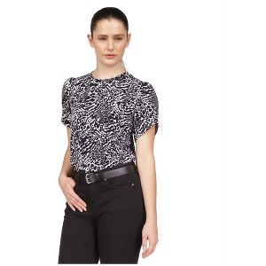 Michael Kors Womens Animal Print Stretch Petal Sleeve Knit Blouse - 1 of 1