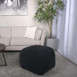 Sapphtopaz Modern Square Ottoman with Chenille Upholstered Fun and Colorful Pouf with Cozy Texture Plush Foot Stools for Living Room,Bedroom - 1 of 4