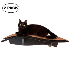 Arf Pets Cat Shelf, Wall-Mounted Curved Wooden Cat Perch - Holds Cats Up to 44 Lb - 1 of 4