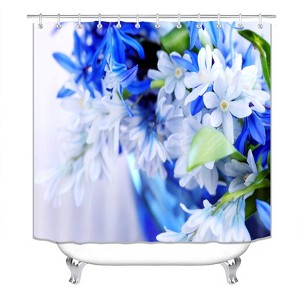 White And Blue Flowers Shower Curtains for Bathroom Waterproof Fabric Bath Curtain Durable Soft Stylish Bathroom Decor 72x72 Inch - 1 of 1
