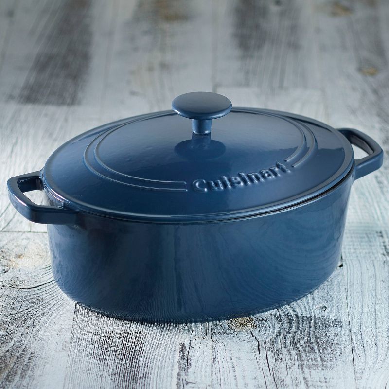 Cuisinart Chef&#39;s Classic 5.5qt Blue Enameled Cast Iron Oval Casserole with Cover - CI755-30BG, 4 of 6