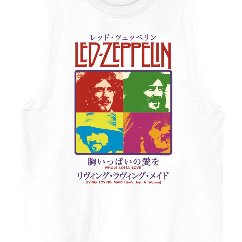 Led Zeppelin Band Members In Colored Filters Crew Neck Sleeveless White Men's Tank Top, 2 of 4