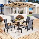 5pc Patio Set with Square Steel Table & Lightweight Aluminum Frame Sling Chairs - Captiva Designs