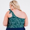 Calypsa Women's Plus Size One Shoulder Layla Crop Swim Top WIth Built In Bra - 2 of 4