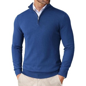 COOFANDY Men's Quarter Zip Up Sweaters Slim Fit Lightweight Mock Neck Pullover Casual Polo Sweaters - 1 of 4
