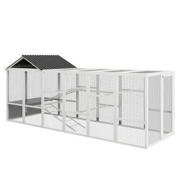 PawHut Chicken Coop Cage à poulet avec nichoir et parcours couvert en  asphalte