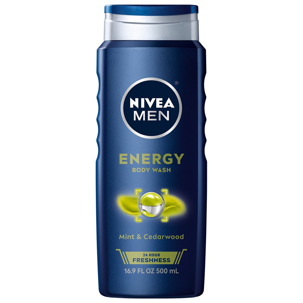 Photos - Shower Gel Nivea Men's Energy Body Wash with Mint Extract and Cedarwood - 16.9 fl oz 