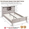 SinCiDo Farmhouse Bed Frame,w/Charging Station, Storage Bookcase Headboard,Sliding Barn Door,No Box Spring Needed, w/Wood Slats Support - 3 of 4
