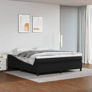 Bed Frame Black Faux leather, plywood, engineered wood King - 1 of 4