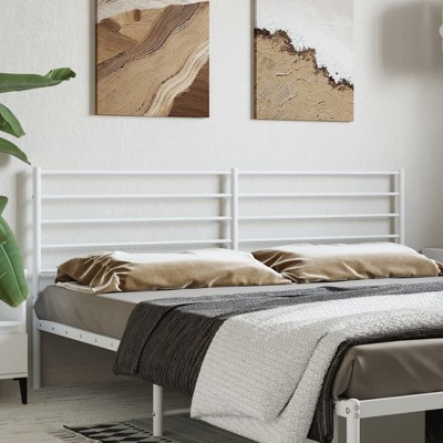 vidaXL Steel Headboard for Bed with Round Tubes, White - Classic Design, Easy Assembly, 70.9" Mattress Width