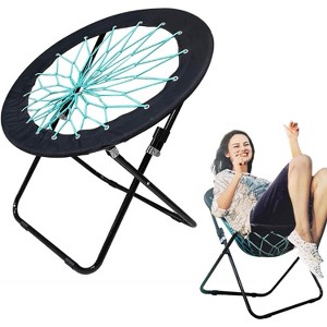 Summit Adventure Bungee Folding Dish Chair - Versatile Bouncy Seat for Camping, Garden & Indoor (Black) - 1 of 4