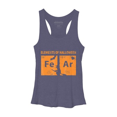Women's Design By Humans Elements Of Halloween Tee (FeAr) Periodically By Luckyst Racerback Tank Top