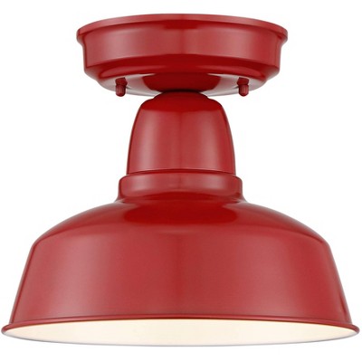 John Timberland Farmhouse Outdoor Ceiling Light Fixture Urban Barn Red Metal 10 1/4" for Exterior House Porch Patio