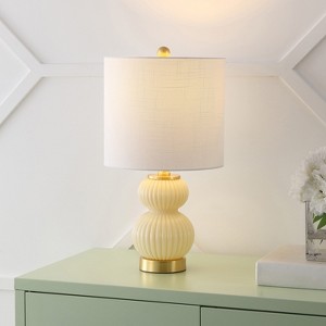JONATHAN Y Daphne Contemporary Transitional Metal/Glass Ribbed Gourd LED Table Lamp - 1 of 4