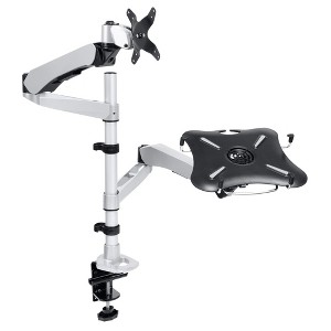Mount-It! Monitor Mount and Laptop Tray with USB Powered Cooling Fan, for 13 Inch - 27 Inch LCD Screens, Silver  - 1 of 4