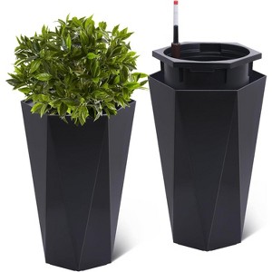 22.5 Inch Tall Planters Set of 2, Self Watering Plant Pots with Water Level Monitor, Outdoor Planters with Wheels, Indoor Flower Pots - 1 of 4