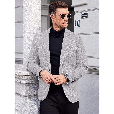 COOFANDY Men's Tweed Herringbone Blazer One Button Casual Sports Coats Slim Fit Suit Jackets Formal Dress Blazers Black M — фото 3