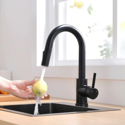 LunaLulink Sink Faucet, Black Kitchen Faucets with Pull Down Sprayer, Bathroom Sink Faucets Mini Bar Prep Faucet