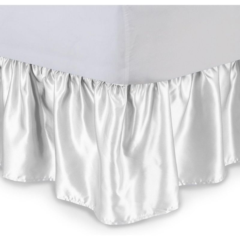 SHOPBEDDING Satin Ruffled Bed Skirt with Platform,  Wrinkle Free and Fade Resistant, 1 of 5