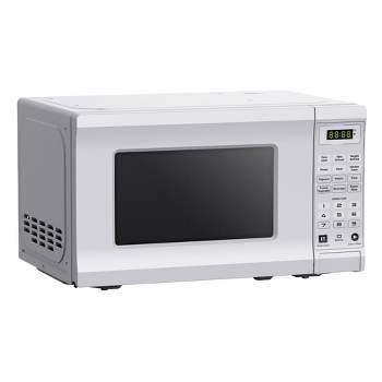 West Bend EM720CPI-PM 0.7 Cubic Foot Capacity 700 Watt Compact Countertop Microwave Oven Kitchen Appliance with 8.5 Inch Round Turntable, White